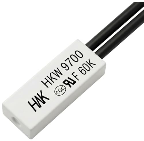 Lumonic HKW9700 Temperaturschalter flach | 60°C ± 5°C | Schließer NO | max. AC 250V/5A | max. DC 24V/8A | Kabel 70mm | 21x8x4mm | Thermoschalter, Bimetall, KSD9700 | Motoren, Netzteile, Heizlüfter