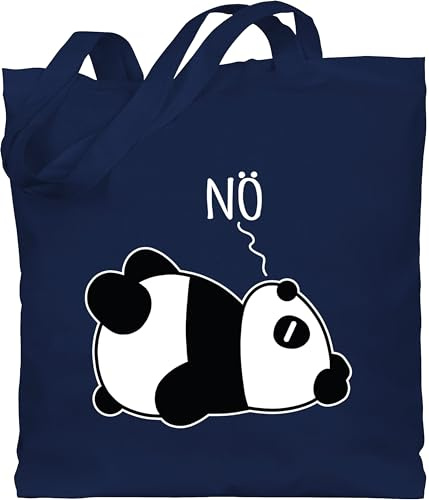 Shirtracer Baumwolltasche - Sprüche Statement - Nö - Panda - weiß - Unisize - Navy Blau - geschenktasche mit aufschrift nein beutel statements pandabär stoffbeutel sprüchen￼ panda-motiv jutebeutel