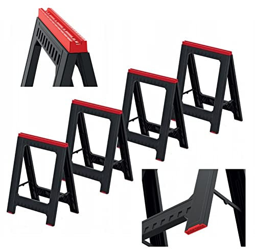 Kistenberg Set di 4 cavalletti da lavoro pieghevoli, 700 kg, 79 cm, Nero