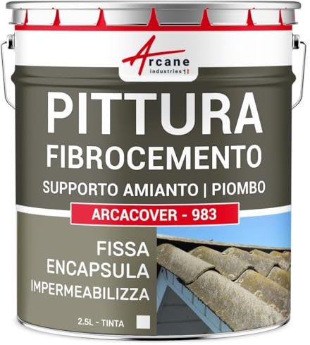Peinture Fibrociment Amiante - Résine d'Encapsulage et Protection, Rénove et Protège Toiture Fibrociment, Imperméable et Durable - 2.5 L Blanc - ARCANE INDUSTRIES