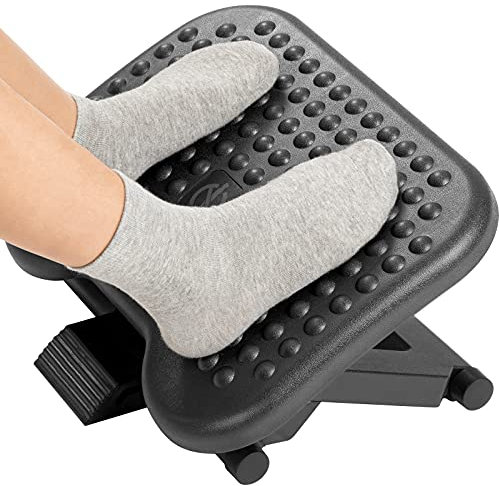 HUANUO Adjustable Under Desk Footrest, Foot Rest for Under Desk at Work with Massage, Foot Stool with 3 Height Position & 30 Degree Tilt Angle Adjustment for Home, Office