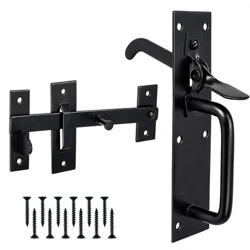 Gartentorriegel für Holztore, Suffolk-Verriegelung, robuster Türriegel für Gartentore, Schuppentüren, schwarze Pulverbeschichtung, ideal für Gartentore
