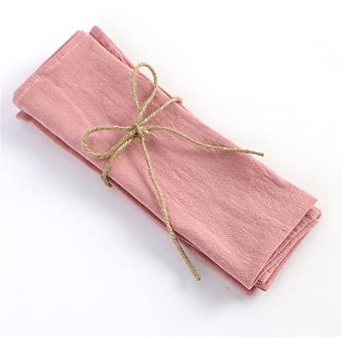 ZOYIEP Stoffservietten, Leinenservietten Stoffservietten 100% Leinen, Servietten Stoff Wiederverwendbare Stoffservietten Leinen Tischdekoration Servietten Hochzeit Deko (Rosa,4er Set)