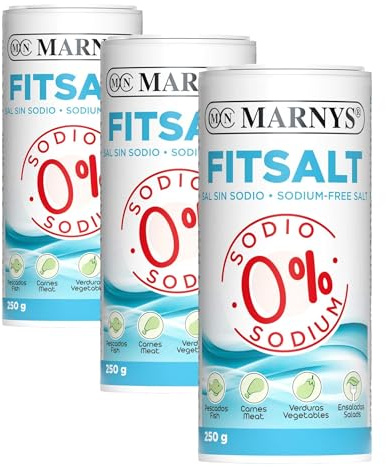 Sal Sin Sodio - Fitsalt - Sal 0% Sodio, Ideal para dietas bajas en sodio, Ayuda a tu corazón - Bote 250 g (Paquete de 3)
