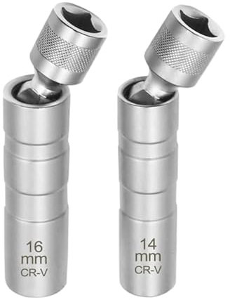 MisFun 2 Stück Zündkerzenschlüssel, Zündkerzenstecker, Zündkerzensteckdose Magnetisch, 14mm und 16mm, Universal Zündkerzenschlüssel Set, Werkzeuge zum Entfernen von Zündkerzen für Autoreparatur