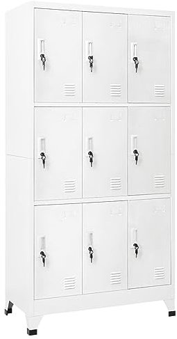 SECOLI Schließfachschrank Abschließbar Spindschrank mit 9 Fächern Lagerschrank Aufbewahrungsschrank 90x45x180 cm Stahl Wertfachschrank Metallschrank Spind Schließfächer Kleiderschrank