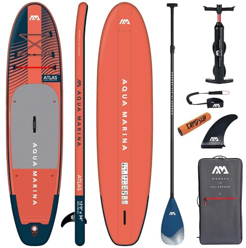 Campsup SUP Aqua Marina Atlas 12'0 Floater Aufblasbares Stand Up Paddle Board | 366 x 86 x 15 cm | Surfboard für Einsteiger & Fortgeschrittene mit zubehör | Tragkraft bis 180 Kg