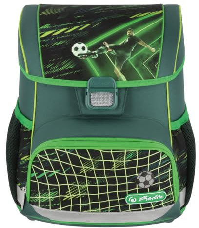 Herlitz Loop Game Changer Schulranzen, Rucksack für Kinder, Schulrucksack 17L, Kinderrucksack, Leicht Schultasche für Jungen, Reflexmaterial, Schnallenverschluss, Ergonomische Form, Grün