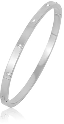 JJDreams Bracelet Acier Inoxydable Femme Argent/Or/Or Rose Fin Avec Strass 4MM en Perles d'Or Jeu de Bracelets