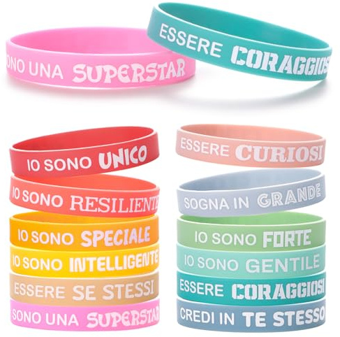 GEBETTER Italienisch 12 Stück Inspirierende Silikonarmbänder Motivierende Silikon Armbänder Motivation Silicone Inspirational Bracelets Motivationsarmbänder Silikonarmband Party Mitgebsel Geschenke