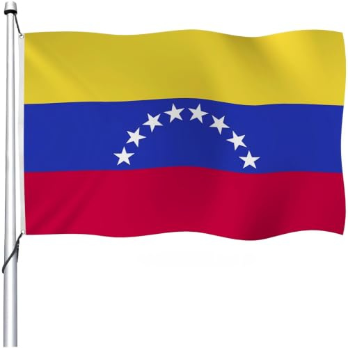 Aoihrraan Bandera Venezolana 120x180cm Doble Cara Bandera De La República De Venezuela Celebración Al Aire Libre Pancarta Patio Familiar Fiesta Bandera Decorada Con 6 Anillos Fuertes