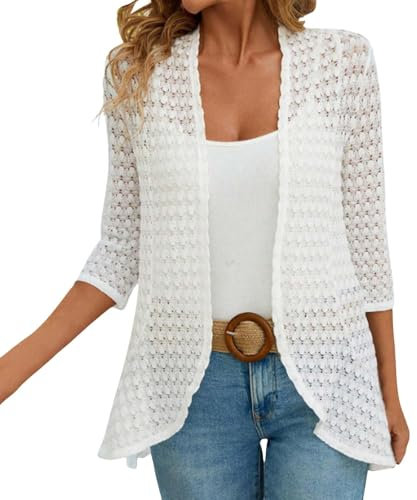 Dinglong spolverino Donna Cardigan con Maniche in Tinta Unita in Pizzo con Autunnale da Donna spolverino Donna Cardigan Donna Estivo Cardigan Donna Cotone Cardigan Donna Cardigan Lungo Donna Estivo