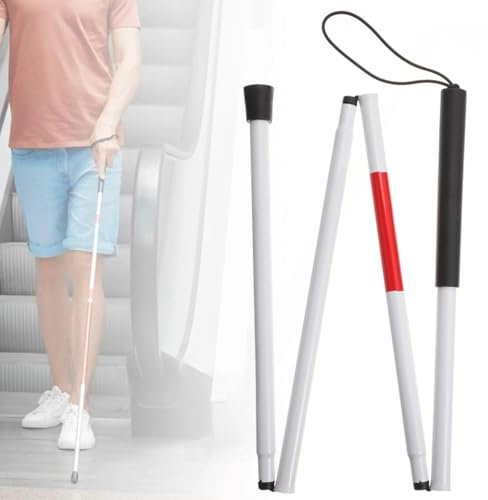 Walking Stick, 48.8in Aluminium Alloy Folding Walking Sticks for Women & Men, Collapsible Cane with Night Reflective, Non-Slip Handle, Wear-Resistant Foot Pad