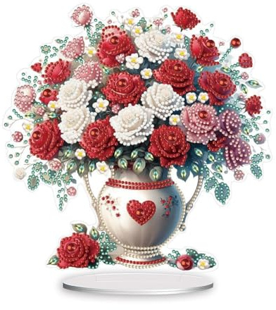 BRTNUP DIY Painting Tisch Deko, Diamond Painting Blume Vase, 5D Diamant Art Erwachsene Ornamente
