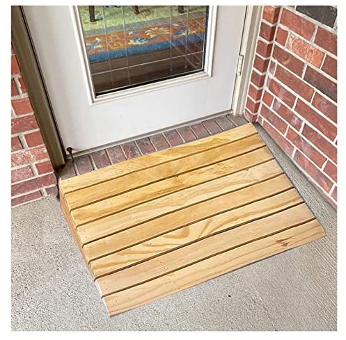 Portable Wooden Loading Ramps for Wheelchair Scooter Bike 4 7 Inch Rise Threshold Ramp for Door/Home/Outdoor Use Front Door Patio Shed Access 50x80x18cm