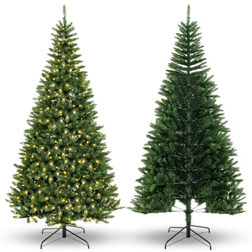 RELAX4LIFE Albero di Natale 240cm, Mezzo Albero da Parete con 360 Luci LED Incorporate, Albero di Natale Angolare da Muro, Decorazione Natalizia per Casa