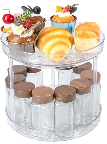 BillyBath Organizador Giratorio 360° Lazy Susan para Especias, Soporte Giratorio para Especias, Soporte para Especias, Soporte de Cocina, sin taladrar, Organizador de Cocina, Almacenamiento (2