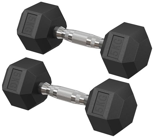 SONGMICS Ensemble d'Haltères, Ensemble de 2 Haltères Hexagonaux, Poids Total de 10 kg, Adapté à l'Entraînement, la Musculation, l'Haltérophilie à Domicile, la Salle de Sport, Noir d’Encre SYL050B01