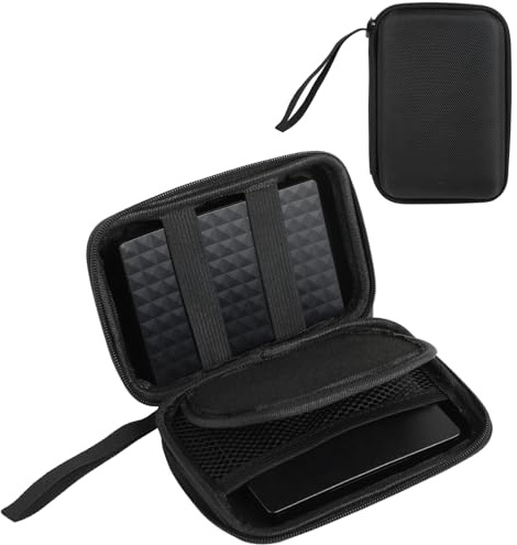 Lrocotanc 2 x 2,5 tum hårt fodral för externa hårddiskar/SSD - kompatibelt med WD My Passport, Toshiba Canvio, Seagate, Samsung - EVA-stötsäkert fodral med nätficka (svart)