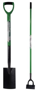 2 Piece Garden Digging Spade & Dutch Hoe - Gardening Soil Weed Farm Set Handle | Heavy Duty Carbon Steel | Cultivating All Types Of Soil | Garden Dutch Hoe Tool for Edging & Planting - 2pc