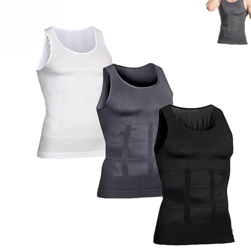Shaperluv Shaperluv Tanktop 2.0 für Herren, groß und groß, Guys Kompressions-Körperformer, Weste, Shaper Luv Tank für Herren, 3 Stück., L