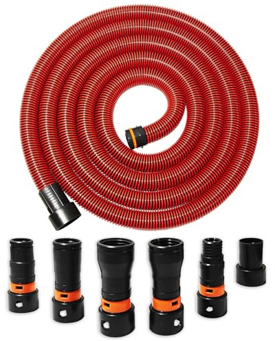 10FT Shop Vac Hose, Dust Collection Hose Kit for Home&Shop Vacuums System with 6 Adapters for Woodworking Power Tool & Sander, Compatible with festool/dewalt/bosch/ryobi/makita, etc Most Multi-Brands