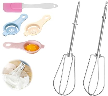 Abiyou Accesorios Batidor Manual, 2PS Batidor Eléctrico Accesorios, Universal Accesorios de Batidor de Mano Enviar 3 Separador de Huevos y Espátulas, Varillas Manual Batidor, para Batir Huevos, Harina