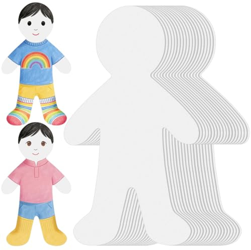 jojofuny 20 StüCk WeißE Papppuppe - Leere Person Ausschnitte FüR DIY Kunst & Bastelprojekte Ideal FüR Schule Und Zuhause Robustes Papiermaterial FüR KreativitäT