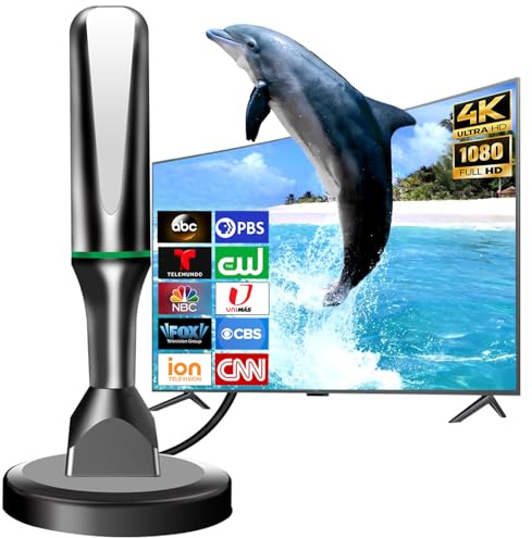 TV Antenna Indoor,Digital HDTV Antennas Indoor for Local Channels with Strong Magnetic Base 360°&Long Range Reception, Easy Setup Antenna for TV Without Cable (5.3 in)