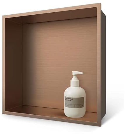 Murale en Acier Inoxydable Étagère de Douche sans Rebord rt Mural pour Salle de Bain avec Étagère Encastrée pour Salle de Bain Bouteilles de Savon Articles de Toilette,Laiton