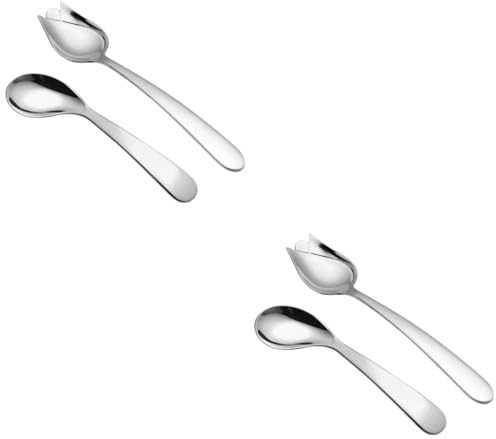 Hoement 4piezas Cuchara Curvada De Inoxidable Para Mayores Utensilio Angulado Autoalimentación Para Pacientes Discapacidad De Cucharón Cuchara
