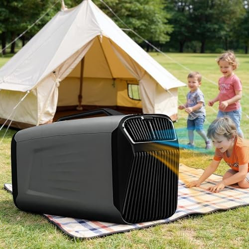 Climatiseur Portable pour Tente (10㎡), 5400BTU/5600BTU Climatiseur Mobile avec Modes Refroidissement, Veille, Déshumidification Et Ventilation, pour Camionnette, Camping, Petites Pièces,Grey