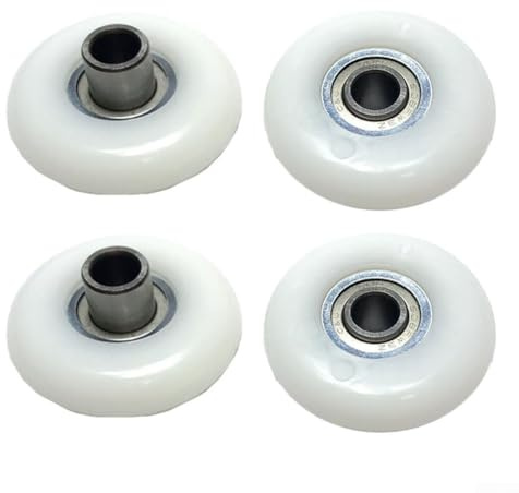 Linnkyfloa Rudermaschinen-Sitzräder mit Lagern, 43 mm Kunststoff-Riemenscheiben, weiße Ersatzteile für Fitnessgeräte, kompatibel mit Rudersitzen, 4 Stück