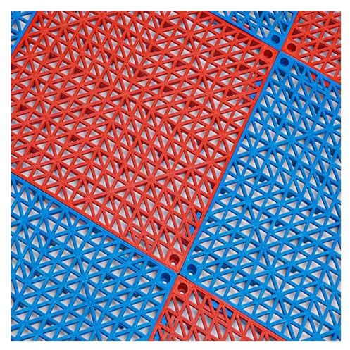 Dalles Jardin Piscine Durable Outdoor Shower Mat Emboîtement Carreaux Drainage Utilisation Camping et Jardin(Blue-red,32pieces)