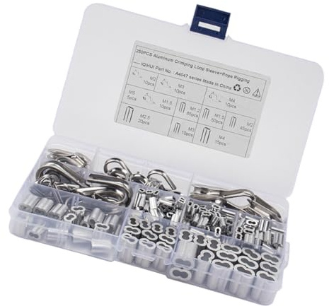 Ipetboom 250 Pezzi Manicotti a Crimpare in Acciaio Inox 304 Anelli di Crimpatura a Doppia Canna Ovali Connettori per Cavi Metallici Resistenti per Uso Interno ed Esterno