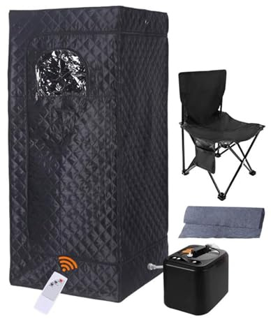 Saunas with Infrared LED Light Portable Dry Sauna with 1000W 3L Steamer 9-Level Temperature Control & Remote with Foldable Chair, for Indoor/Outdoor Use,InfraredLEDLight