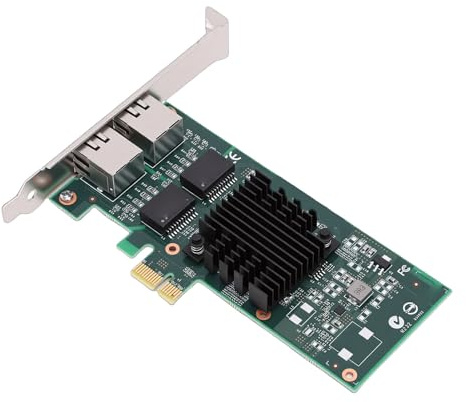 Leftwei Tarjeta de Red de 1Gb, Adaptador Ethernet PCIe 2.0 X1 Gigabit de Dos Puertos RJ45, Adaptador de Conectores Chapados en Oro, Ideal para Servidores