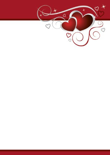 Briefpapier rote Herzen/Love 50 Blatt Motivpapier DIN A4 90 g/m² 5782