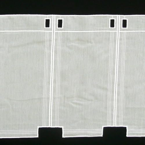 SCHÖNER LEBEN. Scheibengardine Meterware Voile Stickerei Creme 60cm Höhe