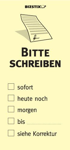 BIZSTIX® Business Haftnotizen Bitte schreiben - 1 Packung mit 5 Haftnotizblöcken zu je 100 Blatt, 75 x 35 mm
