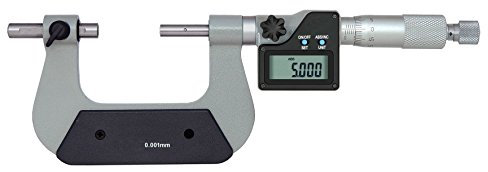 CNC QUALITÄT Universal Digital-Bügelmessschraube Messbereich 25-50 mm - inklusive 7 Paar auswechselbare Messeinsätze - mit verschiebbarem Amboss