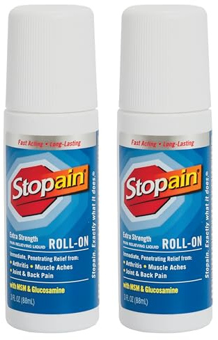 Stopain Pain Relief Roll On Gel 3oz (2 Pack) USA Made, Max Strength Fast Acting with MSM, Glucosamine, Menthol for Arthritis, Lower Back, Knee, Neck, HSA FSA Approved Topical Analgesic Products