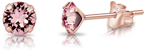 Orecchini Rosa Donna - Orecchini a Perno - Orecchini Donna Oro Rosa - Orecchini Oro a Lobo - Orecchini Oro Rosa - Punti Luce Oro - Orecchini Colorati