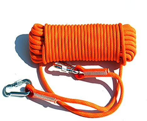 QHY Outdoor-Kletterseil 8mm Nylon Seil Hochfestes Sicherheitsseil Fluchtseil Rettungsfallschirmseil Bergung Seil Heavy Duty Seil Mit 2 Karabiner (Color : Orange, Size : 10m*8mm)