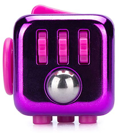 Zuru 8101H-D Original Fidget Cube by Antsy Labs, Antistress leksakskub ca 35 mm, stresskub med 6 funktioner, avslappning och stress för vuxna och barn från 3 år, krom