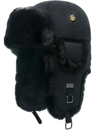 Alkaidstar Unisex Fliegermütze Rib Bomber Aviator Pilot Hat Faux Fellmütze Winter Russische Mütze Herren Bomber Hut Fliegermütze Erwachsenen Wintermütze Ohrenschützer