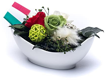 Rosen-Te-Amo konservierte ewige Rosen in Porzellan, duftend, handgefertigt mit italienischen Flaggenfarbenenn Rose, Geschenkidee für besondere Momente, Infinity Rosen: Deko & Geschenke für Frauen