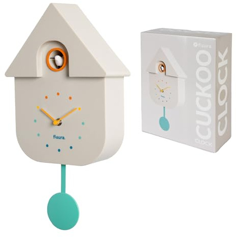 Fisura - Reloj de Cuco Blanco con dial Multicolor. Reloj Pared. Reloj Pared Original para Regalo. 3 Pilas AA no Incluidas. Medidas: 21,5 x 8 x 41,5. Plástico ABS.