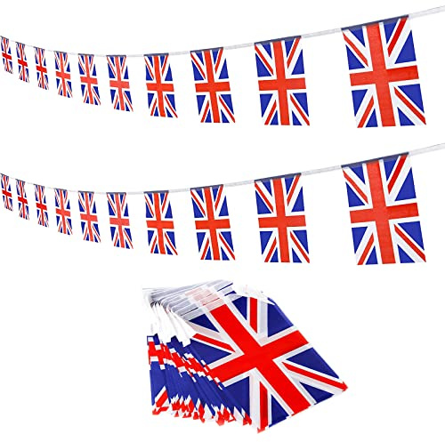POPOYU 10M King Coronation Bunting with 30 Flags, Charles III Decorations, Union Jack Great British Flags Outdoor Waterproof for 2023 Royal Street Party (MD-Flags-Square-UK)