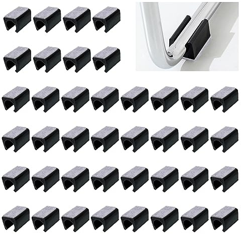 UFURMATE - 40 protezioni per gambe di sedia, 13 mm in plastica con feltrini, protezioni per pavimenti a forma di U, tappi con punte rettangolari antiscivolo per gambe di sedie con base slitta rotonda